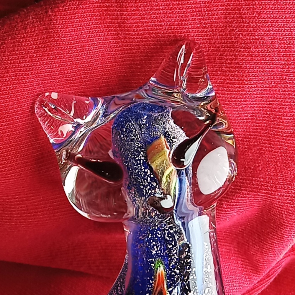 Murano Art Glass Cat Figurine. Beautiful Mixed Colors. Flawless Condition. - Picture 2 of 16